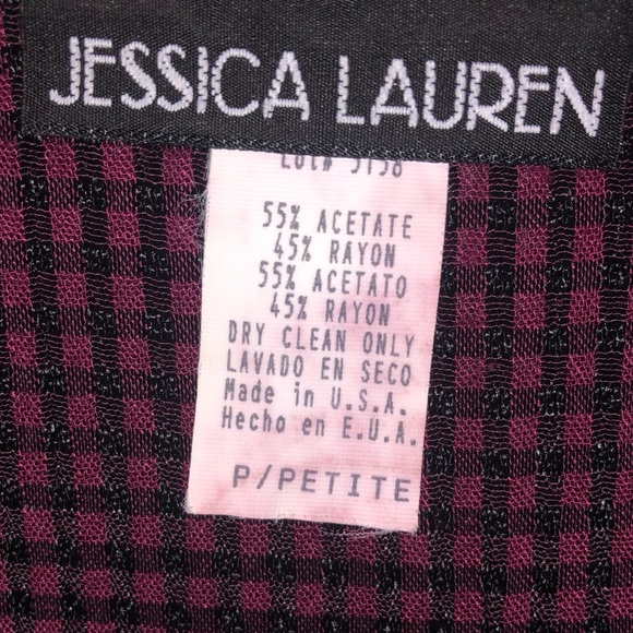 Vintage Jessica Lauren Maroon/ Black Gingham Dress - Picture 4 of 4